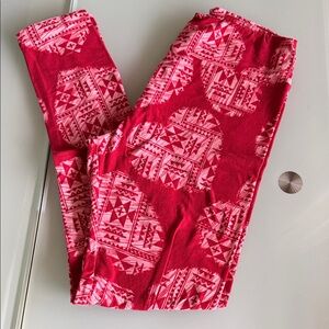 LuLaRoe Red Tribal Print Leggings